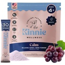 Kinnie Calmer le mélange de vitamine sans sucre pour les enfants - Arôme de raisin, Sans mélatonine - Supplément à base de plantes/Magnésium pour le temps du lit, Focus & Voyage (30 bâtons)