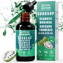 Vyxion Soursop Bitters gouttes liquides 10 en 1 avec la mousse de mer, Moringa, Turmeric, huile de graines noires, Oregano, Ashwagandha.