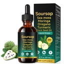 Soursop Bitters Liquid Drops 12-in-1 Complex - 2 Fl Oz.Enrichi en mousse de mer, Moringa, Turmeric & Ashwagandha Extract.