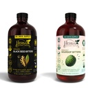Black Seed & Sourop Bitters Bundle – 2 x 32 oz Bouteilles - 64 jours d'approvisionnement – Tonique à base de plantes biologique végétalienne pour la santé digestive et le bien-être général – Pas de sucre, Fabriqué aux États-Unis.