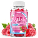 Suppléments de lutéine et de zéaxanthine, gommes de lutéine avec zéaxanthine, vitamine A, C, E, Bilberry, astaxanthine pour la vision santé et la souche oculaire, sans sucre/végétalien, framboise parfum 60 comte