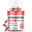 Astaxanthine 12mg avec huile MCT, 60 Softgels (2-Mois) – Supplément antioxydant triple résistance de l'hématococcus Pluvialis – Non-OGM, sans gluten, végétalien