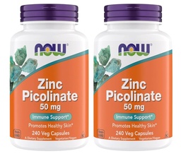 Now Supplements, Zinc Picolinate 50 mg, Supports Enzyme Functions, Immune Support, Non-GMO, Kosher, Suitable for Vegans - 240 Vegetarian Capsules (240 Count (Pack of 2))