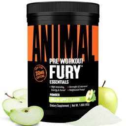 Poudre de pré-entraînement pour les animaux - pomme verte, 350mg caféine, BCAA Acides aminés, 2g Beta Alanine, Citrulline & Tyrosine, Énergie, Focus, Force, Endurance, Pré-entraînement pour les hommes et les femmes, 30 portions