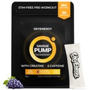Booster d'oxyde nitrique OxyEnergy, Poudre de pré-entraînement Max Pump non Stim pour hommes, avec Beta Alanine, L Citrulline, Créatine pour la circulation, Pompes musculaires, Endurance, Raisin, Packet On-The-Go-The-Go - 30 portions