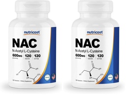 Nutricost N-acétyl L-Cysteine (NAC) 600mg, 120 capsules végétariennes - Non-OGM, sans gluten, capsules végétariennes (paquet de 2)