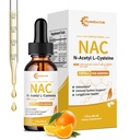 Liquid NAC gouttes 1000 MG, NAC supplément N-acétyl Cystéine avec R-Alpha acide lipoïque, NAC pour les enfants et les adultes, Immune et antioxydant soutien, foie et santé pulmonaire, orange aromatisé, 0 sucre, 2FL OZ