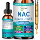 Supplément de NAC N-acétyl Cysteine : haute absorption NAC 1200mg gouttes liquides pour la désintoxication respiratoire, hépatique et rénale, le soutien immunitaire et les antioxydants