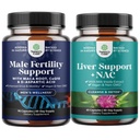 Ensemble de complément de fertilité avec CoQ10 Folate de méthyle de racine de maca et acide D-aspartique et supplément de soutien du foie NAC avec extrait de chardon de lait N Acétyl Cysteine, Artichaut, Choline et betterave
