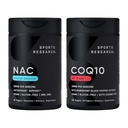 Sports Research® Antioxydant Support Pack - N-acétyl L-Cysteine (NAC) 600mg, CoQ10 100mg Enhanced w/Coconut Oil & Bioperine - Vegan · Non-OGM · Sans gluten