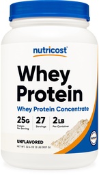 Nutricost Whey Protein Concentrate (non aromatisé) 2LBS - Sans gluten et sans OGM
