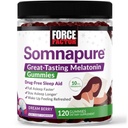 Force Factor Somnapure Gummies with Melatonin for Adults, Non-Habit-Forming Sleep Aid Supplement for Deep Sleep, Stay Asleep Longer, Wake Up Refreshed, Dream Berry Flavor, 120 Count (Pack of 1)