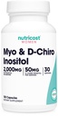 Nutricost Myo Inositol et D-Chiro Inositol pour femmes 2000mg, 120 Capsules, 2000mg Myo et 50mg D-Chiro par portion, 30 portions, Végétarien Friendly, Non-OGM et sans gluten