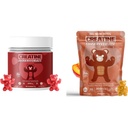 Monohydrate de créatine Gummies Bundle – Fraise et pêche 5000mg par portion : sans sucre, sans gluten et halal 180 Gummies Total (2 x 90 Nombre)