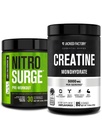 Jacked Factory Nitrosurge Pre-Workout & Creatine Monohydrate - Pre Workout Powder with Creatine for Muscle Growth, Increased Strength, Endless Energy - Arctic White Preworkout & Unflavored Creatine