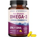 Fish Oil Omega 3 Supplements for Women | DHA + EPA | Heart Health, Hormone Balance, Skin & Wellness Support | 600MG Omega3 + 800MG Evening Primrose Oil | Omega 3 Supplement for Women | 120 Ct.
