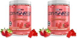 EHP Labs OxyShred Gummies - Pre Workout Gummies & Energy Chews with 100mg Caffeine, L-Carnitine for Thermo & Metabolic Support, All Natural Energy Boost - Strawberry Flavor – 60 Servings (Pack of 2)