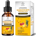 Liposomal Quercetin with Bromelain Liquid Drops for Kis & Aldult- Higher Absorption, Quercetin Supplements 700mg w. Bromelain Elderberry Zinc Vitamin C for Immune, Heart, Antioxidant Support