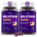 Mélatonine 30mg Gommies pour adultes - Sans sucre Gommies sans mélatonine Résistance maximale avec Magnésium, B6, GABA et mélange botanique - Non-Habit Forming,Vegan, Non OGM, Natural Mixed Berry Flavor