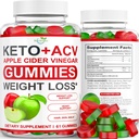 Keto ACV Gummies Advanced Weight Loss - ACV Keto Gummies Supplément pour les femmes et les hommes - Métabolisme, détox, nettoyage - vinaigre de cidre de pomme - Ginger + saveur de pomme