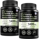 Milk Thistle Supplement w/ NAC, Artichoke & Dandelion – Liver Support Supplement & Gallbladder Supplements in One – Liver Detox – Milk Thistle & Liver Care Supplements – 90 Vegan Capsules, (Pack of 2)