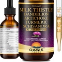 2 packs de chardon de lait gouttes pour nettoyer le foie désintoxication et réparation, extrait de chardon de lait supplément liquide avec dandelion et artichaut pour le foie support, végétalien, biologique, sans alcool, 4 FL OZ
