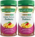 Natures Bounty Pre + Pro + Gommies postbiotiques pour la santé digestive, Immune Support - Gummes probiotiques pour la santé de Gut, Mango Flamvor Tropical, 30 Ct (paquet de 2)