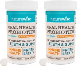 NatureWise Oral Probiotics for Mouth Bad Breath-Chewable Sugar-Free Mint-Lactobacillus reuteri Chewable-Oral Probiotics for Kids&Adults-Non-GMO USA Manufactured-[60-Day Supply],60 Count (Pack of 2)