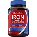Doctor's Recipes Iron Supplement for Women, 65 mg Iron Bisglycinate, w/Vitamins C, B6, Folic Acid & B12, Beet Root & Spinach, Energy Production & Blood Health, Stomach Friendly, 30 Vegan Capsules