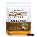 18-in-1 Wormwood Black Walnut Clove Herbal Softgels, Rapid Gut Cleanse & Digestive Health with Black Walnut Hull, Wormwood, Clove, Garlic, Oregano, Pumpkin Seed, Easy-to-Swallow, 240 Softgels