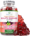 Purifier la vie Gommies de collagène végétalien avec Biotin & Saw Palmetto Extract Bundle, Vitamines pour la peau des cheveux et ongles santé, équilibre hormonal chez les hommes et les femmes, sans gluten et végétalien, remplacer Capsules, pilules