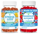 Lunakai USA Made Stress Less + Magnesium Glycinate with L-Theanine Gummies Bundle – Naturally Flavored, Non-GMO – 60ct Each