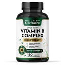 Construit par la nature Complexe Vitamine B – Vitamines complexes Super B pour les femmes et les hommes – Soutien énergétique, stress et immunitaire – Complexe Vitamines High Potency B avec B12 – 180 comprimés