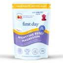 FIRST DAY Kids Magnesium Citrate Gummies (Ages 4+) with No Melatonin | Calm Kids Magnesium Gummies | Bedtime Supplement for Better Sleep with Suntheanine® L-Theanine | Strawberry | 30-Days Supply