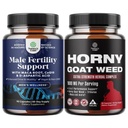 Bundle of Pre Conception Male Fertility Supplement with CoQ10, Maca Root, Methyl Folate & D-Aspartic Acid and Horny Goat Weed with Tongkat Ali Saw Palmetto & Panax Ginseng Extract for Stamina & Energy