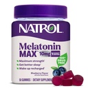 Natrol Melatonin 10mg Supplément d'aide au sommeil, 50 Compte MelatoninMax Gummies, Blueberry Flavor, 10 mg Melatonin Gummies pour l'insomnie occasionnelle, 50 jours d'approvisionnement