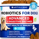 Probiotiques pour chiens - Soutien Santé Gut, peau démangeaison, allergies, immunité, équilibre des levures - Probiotiques pour chiens et enzymes digestives avec prébiotiques - Réduire la diarrhée, gaz - 120 Chews probiotiques pour chiens