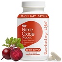 Berkeley Life Nitric Oxide Support Supplement - Nitric Oxide Booster for Men & Women - Blood Flow & Circulation with Beet Root Powder to Support Energy, Heart Health & Healthy Blood Pressure- 60 Count