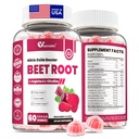 Gommies de racine de betterave - Suppléments d'oxygène nitrique pour les hommes et les femmes avec betterave, L-Citrulline et L-Arginine - Heart, Muscle & Circulation Support - Sans sucre, végétalien, mélange de fleur de baie, 60 Gommies
