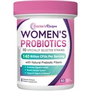 Doctor's Recipes Probiotics for Women, Organic Prebiotics and Probiotics for Digestive Health, Vaginal Health, 140 Billion CFU, 10 Strains, Shelf Stable, 60 Capsules