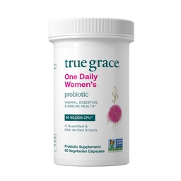 True Grace One Daily Women’s Probiotic - 60 Vegetarian Capsules - 90 Billion CFU - Digestive, Vaginal & Immune Health - Gluten & Soy Free - 60 Servings