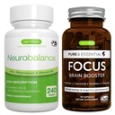 Neurobalance 240 Tablets + Focus Brain Booster Vegan Bundle, Chelated Zinc Picolinate 24mg, Oxide-Free Magnesium & Vitamin B6 + Caffeine, L-Theanine, Taurine & L-Tyrosine, B-Vitamins, Zinc & Copper