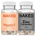 NAKED Zinc Carnosine 17mg (60 Capsules) Vitamine C 500mg (90 Capsules) – Végétaux; Non-OGM; Sans gluten; Immune quotidienne et soutien de l'estomac