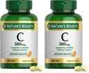 Nature's Bounty Vitamine C 500mg,Supporte un système immunitaire sain, Supplément de vitamine quotidienne,250 comprimés végétariens, (paquet de 2)
