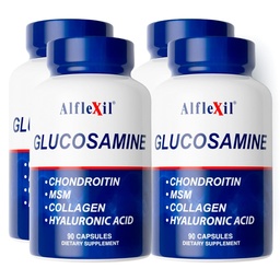 Premium Glucosamine & Chondroitin Nutritional Supplement - Healthy Joint, Bone & Knee Support - Rich in MSM & Collagen - Organic Natural Ingredients - Made in USA - 90 Capsules - 4 Pack
