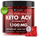 Keto ACV Gummies 1100mg, Apple Cider Vinegar Gummies with Prebiotic Superfruits, Green Coffee Bean Extract, B Vitamins, Sugar Free, Vegan, Non-GMO, Cherry Flavor, 60 Gummies