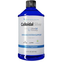 Colloidal Silver Liquid - 12 PPM Premium Silver Solution, 60 MCG Per Serving, All Natural, Vegan Immune System Support, Ionic Silver Water Daily Mineral Supplement 16 Fl oz, 96 Servings
