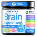 Suppléments Cerveau pour la mémoire et la focalisation pour les hommes et les femmes - Nootropic avec Alpinia Galanga, CognatiQ, Phosphatidylsérine, L-Theanine, L-Tyrosine - Pinces mémoire booster Cerveau Santé - 60 Capsules