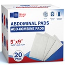 GauzeCare Sterile Abdominal Pads 5x9 inch 20-Pack | Extra Absorbent & Thick, Individually Packed Combine Pads with Non-Stick Outer Layer for Heavy Bleeding Wounds | Perfect for First Aid Kits (IFAKs)