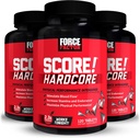 Facteur de force SCORE! Hardcore, 3-Pack, supplément de booster à oxyde nitrique pour les hommes avec L-Citrulline, Yohimbe, Black Maca & B vitamines pour stimuler l'endurance, maximiser la performance physique, 360 comprimés